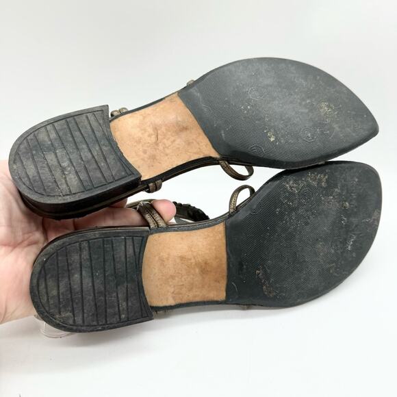 Stuart Weitzman Alaking Crystal Embellished Gladiator Sandal In Brass Mordorf - Picture 11 of 11